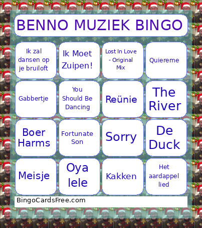 Benno Muziek Bingo Card
