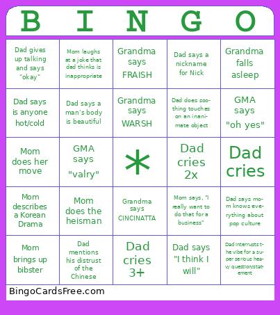 Benny reunion Bingo