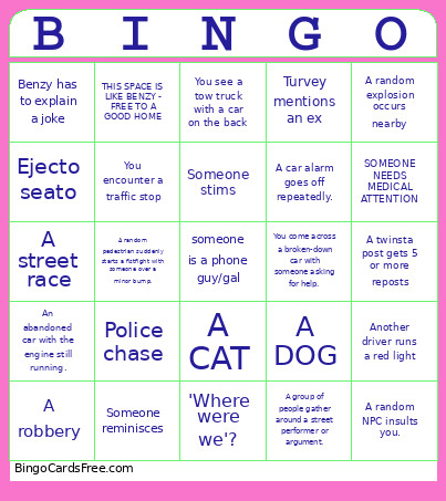 Benzy Bingo Card