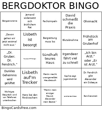 BERGDOKTOR Bingo Card