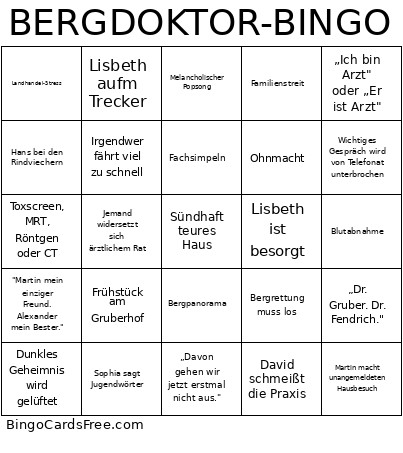 BERGDOKTOR- Bingo Card
