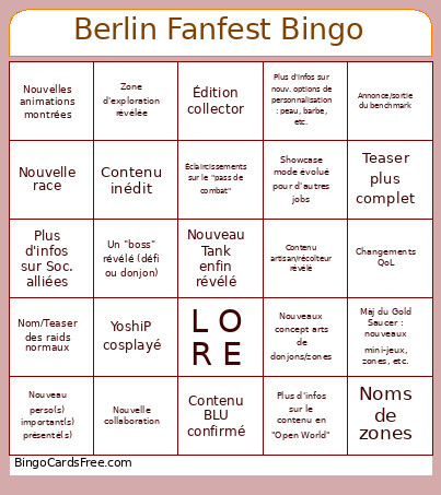 Berlin Fanfest Bingo Card