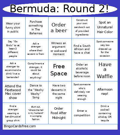 Bermuda: Round 2! Bingo Card