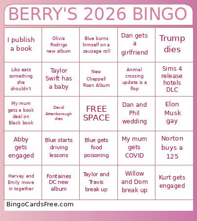 BERRY'S 2026 Bingo Card