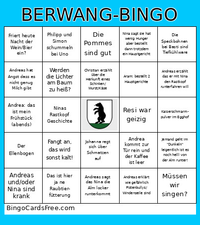BERWANG- Bingo Card