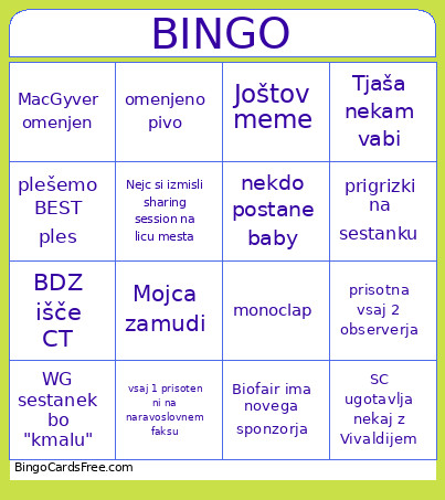 BEST LJ Bingo Card