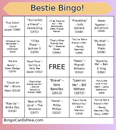 Bestie Bingo Card