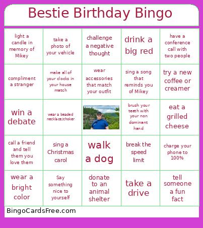 Bestie Birthday Bingo