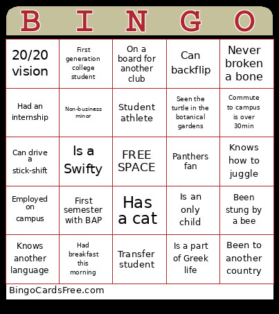 Beta Alpha Psi Bingo Card
