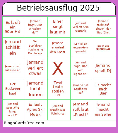 Betriebsausflug 2025 Bingo Card 2