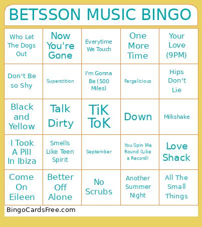BETSSON MUSIC BINGO 1
