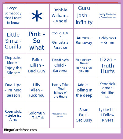 Betti 30 Bingo Card