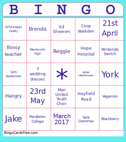 Betty's Hen Do Bingo Card