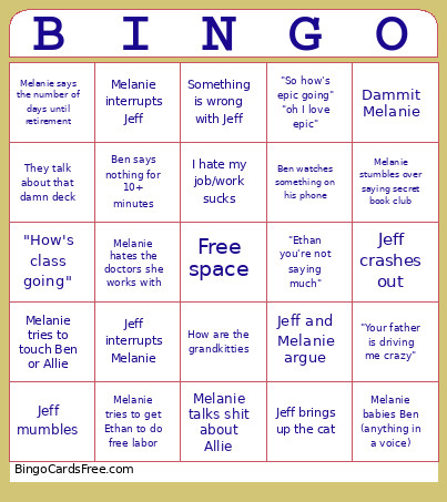 Beumer Family Event Bingo Card