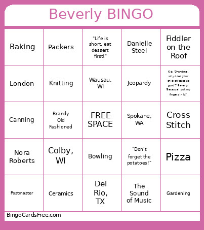 Beverly Bingo Card