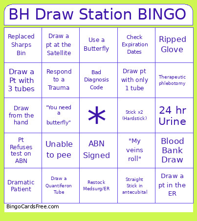 BH Draw Station Bingo Card