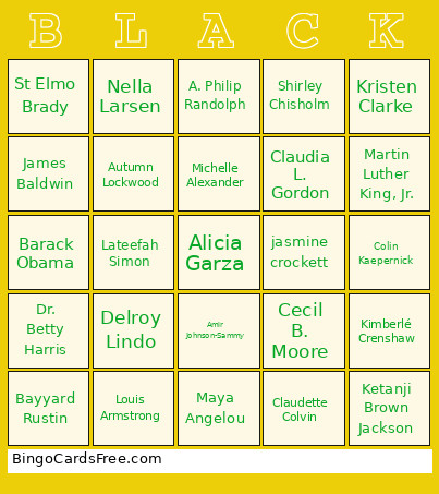 Bhm Real Bingo Card