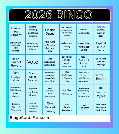 Bianca's 2026 Bingo Card
