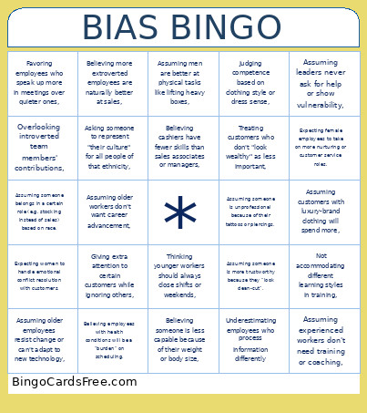 Bias Bingo Card