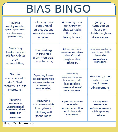 BIAS Bingo Card