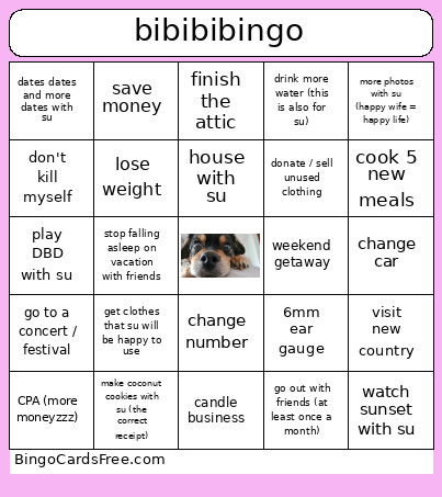 Bibibi Bingo Card