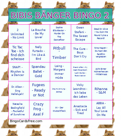 BIBIS BÄNGER 2 Bingo Card