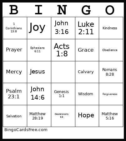 Bible Bingo Card