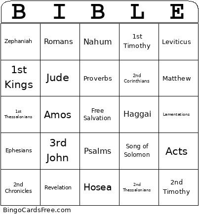 Bible Bingo Card