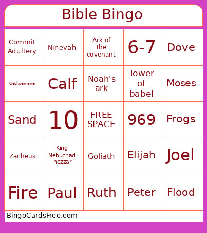 Bible Bingo Card