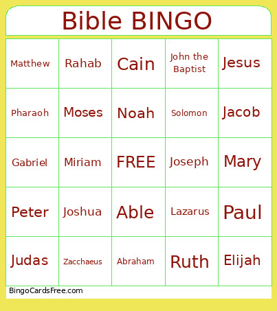 Bible Bingo Card