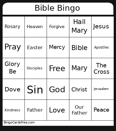 Bible Bingo Card