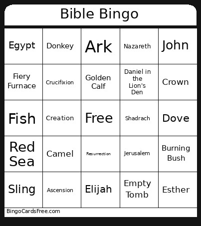 Bible Bingo Card