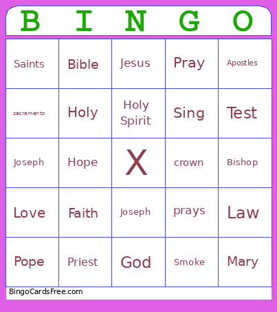 Bible Bingo Card