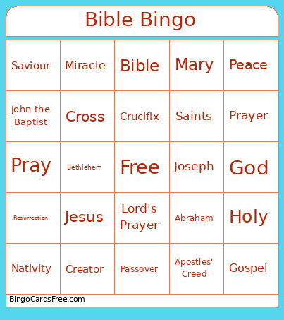 Bible Bingo Card