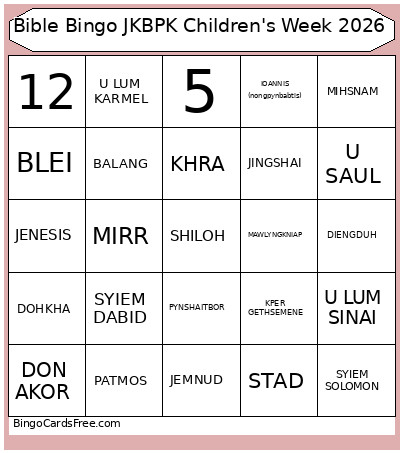 Bible JKBPK Children's Week 2026 Bingo Card 2