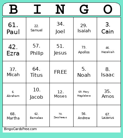 BIBLE CHARACTERS Bingo Card