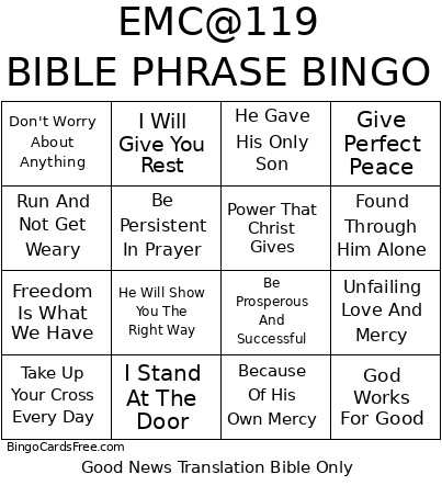 BIBLE PHRASE Bingo Card