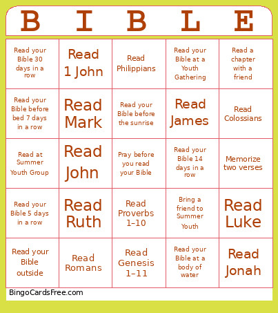 Bible-Reading Challenge Bingo Card