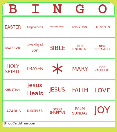 Bible Review Lesson Bingo Card 2