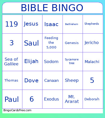 Bible Trivia Bingo Card