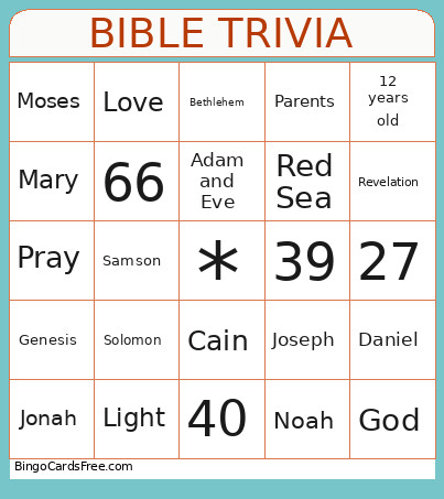 BIBLE TRIVIA Bingo Card