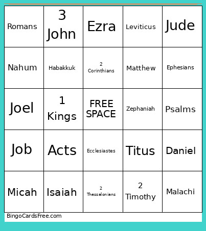 Bible Verse Bingo Card