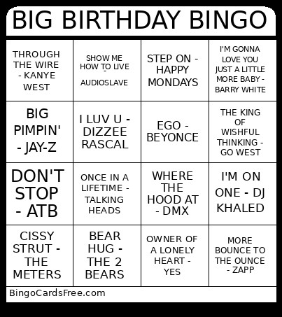 BIG BIRTHDAY Bingo Card