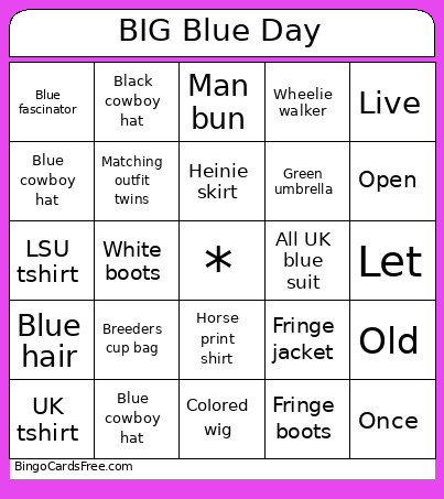 BIG Blue Day Bingo Card