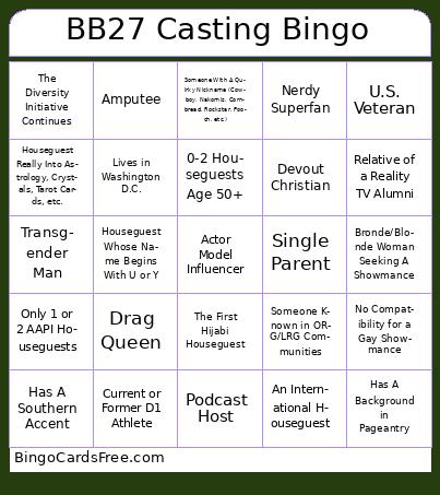 Big Brother Casting Bingo