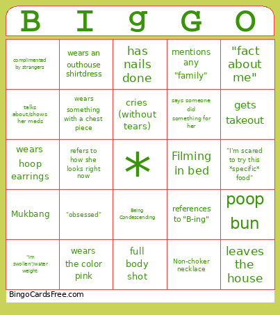 Big Cherry Bingo Card