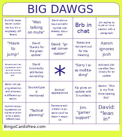 BIG DAWGS Bingo