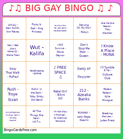 ♪♫ BIG GAY ♫ ♪ Bingo Card
