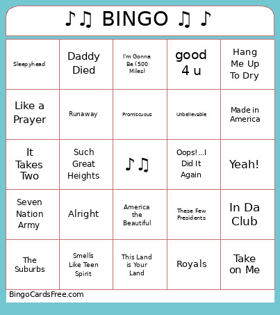 Big List July 1 - Mb Bingo Card