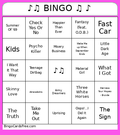 Big List - July 15 - MB Bingo Card